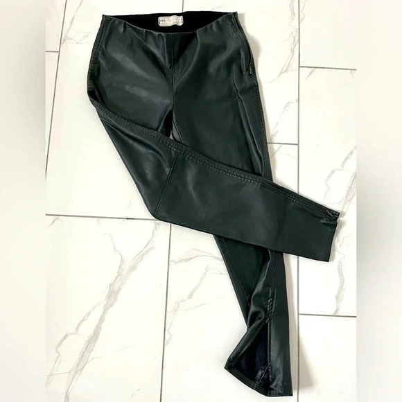 Free People/ Deep forest green/  Vegan leather/ Skinny pants/ Size US 4 - Picture 4 of 9